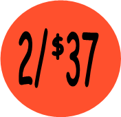"2/$37" Price Sticker / Labels with 500 large 1-1/8" Round (Red) labels per roll from $5.59* EA in 5 Pack.