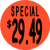 "$29.49 w/SPECIAL heading" Price Sticker / Labels with 500 large 1-1/8" Round (Red) labels  per roll from $5.59* EA in 5 Pack.