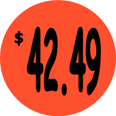 "$42.49" Price Sticker / Labels with 500 large 1-1/8" Round (Red) labels per roll from $5.59* EA in 5 Pack.