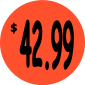 "$42.99" Price Sticker / Labels with 500 large 1-1/8" Round (Red) labels per roll from $5.59* EA in 5 Pack.
