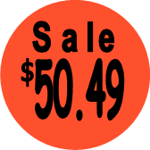 "$50.49 w/SALE heading" Price Sticker / Labels with 500 large 1-1/8" Round (Red) labels  per roll from $5.59* EA in 5 Pack.