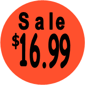 "$16.99 w/SALE heading" Price Sticker / Labels with 500 large 1-1/8" Round (Red) labels  per roll from $5.59* EA in 5 Pack.