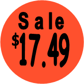 "$17.49 w/SALE heading" Price Sticker / Labels with 500 large 1-1/8" Round (Red) labels  per roll from $5.59* EA in 5 Pack.