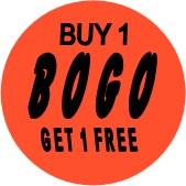 "BOGO" Store Sticker / Labels with 500 large 1-1/8" Round (Red) labels per roll from $5.59* EA in 5 Pack.