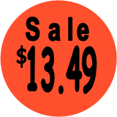 "$13.49 w/SALE heading" Price Sticker / Labels with 500 large 1-1/8" Round (Red) labels  per roll from $5.59* EA in 5 Pack.