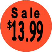 "$13.99 w/SALE heading" Price Sticker / Labels with 500 large 1-1/8" Round (Red) labels  per roll from $5.59* EA in 5 Pack.